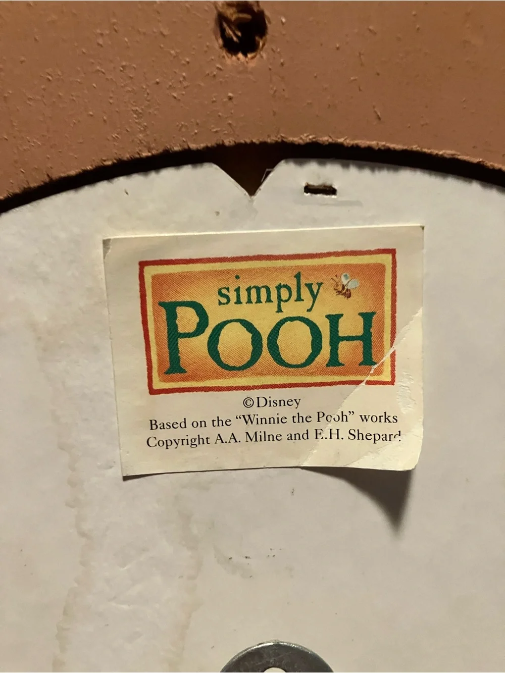 Disney Peach and Green Winnie the Pooh Character Wall Clock